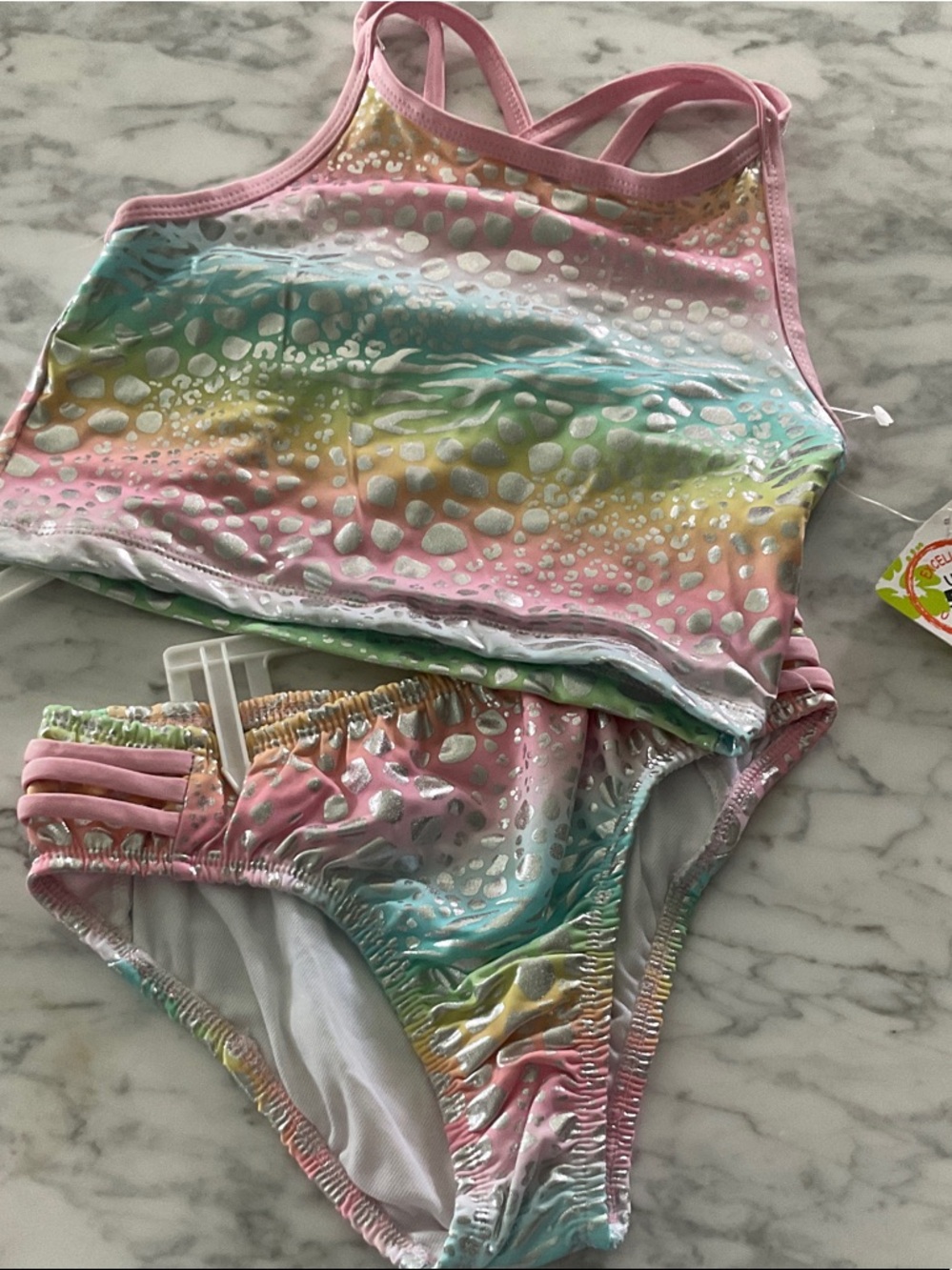 Penelope Mack Pink Pastel Rainbow Swim Tankini Set